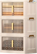 Storage Bins with Lids 3 Tier 180 QT Stackable Plastic Storage Bins Foldable Storages Boxes with Magnetic Doors and Wheels for Clothes Snacks Books Folding Containers for Home Office