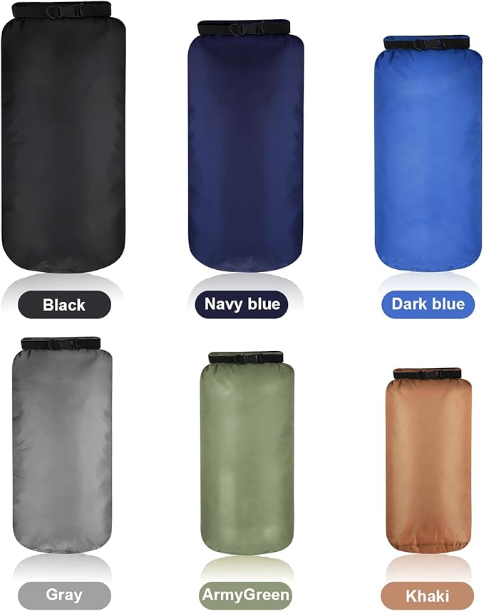 Shappy 6 Pcs Waterproof Dry Bag Set Ultralight Stuff Sack 20/15/10/8/5/3L Backpacking Bag with Long Adjustable Strap Outdoor Keep Gear Dry Sack for Camping Kayaking Boating Hiking Travel