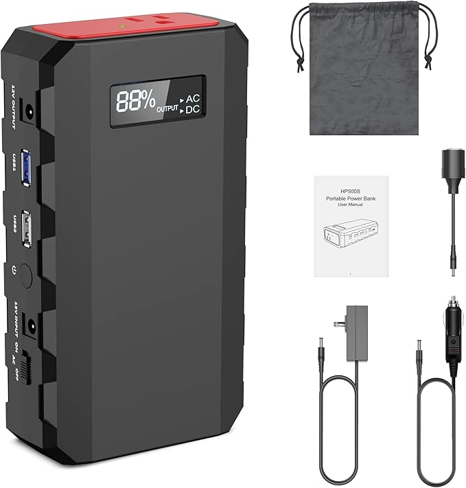 powkey 88Wh Portable Power Station 24000mAh Camping Solar Generator(Solar Panel Not Included) Lithium Battery Power 110V/65W AC DC USB QC3.0 for Home Camping Emergency Backup Black