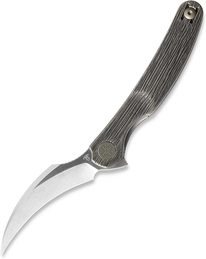 Mantis Flipper Pikal Knife2.52 ELMAX Blade Folding KnifeHandmade Engraved Titanium Handle 4.2 EDC Pocket Knife (Bronze-satin)