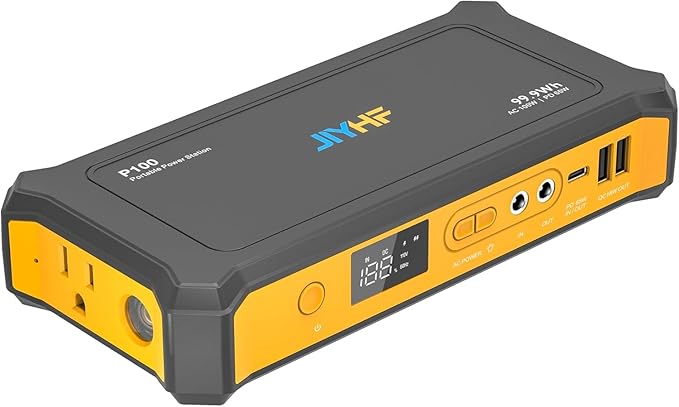 JIYHF Portable Power Station 99.9Wh Backup Power with 65W USB-C PD 100W AC Outlet 12V DC Output LED Light for Camping Home Backup Emergency RV
