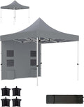 10ftx10ft Pop-Up Canopy Tent with Reinforced 32mm/25mm Steel FFor rame UPF50+ Gray OxFor Ford Canopy 3-Level Height &amp Mesh Storage Pockets