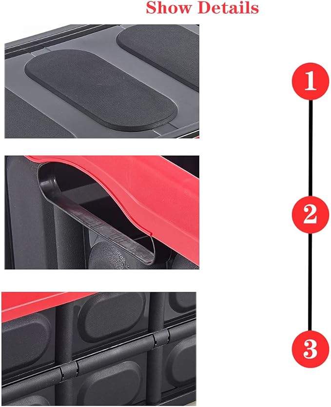 GUOZI 30 Liter Collapsible Storage Bin with Lid Durable Plastic Folding Storage Crate Stackable Storage Box Organizer Container for Keepsake Toy Photos Office Nursery Wardrobe Bookshelf etc.