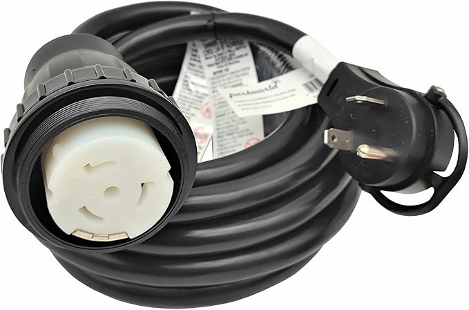 Parkworld RV 30A to Marine Shore Power 50A Extension Cord Adapter TT-30P to SS2-50R (15FT)