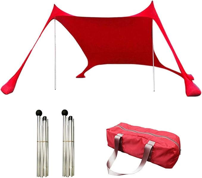Beach Tent Sun Shelter Blocks 98% of UV Rays Water-Resistant Easy Installation Include Support Rod Storage Bag for Camping Fishing Backyard Fun or Picnics