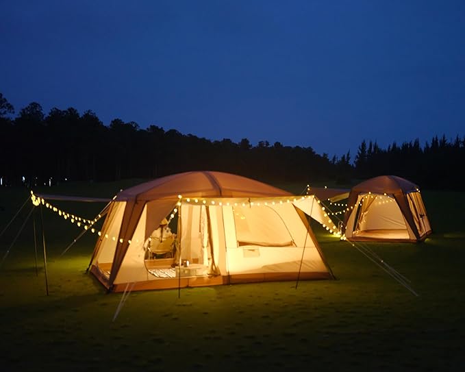 Vidalido 8-10 Person Camping Tent with 3 Door 2 Room Large Family Cabin Tents Double Layer Waterproof Portable Glamping Tent Big Tents for Outdoor Picnic Camping Hiking and Family Gathering
