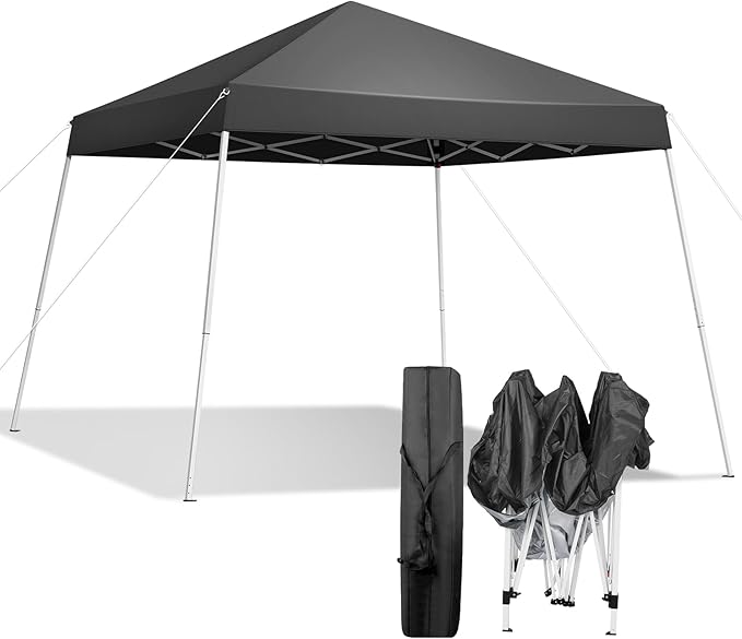 10' X 10' Beach Tent Sun Shelter Beach Canopy Foldable Adjustable Outdoor Waterproof Sun Protection Shelter with Slant Legs Backpack Portable Shelter for Camping Party Yard and Beach Events