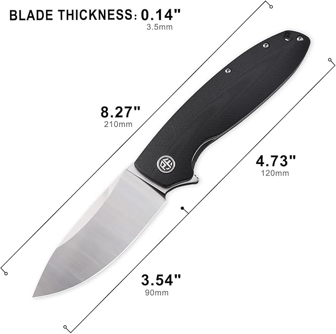 Petrified fish PFB01 Terra3.54 D2 Steel Blade G10 Handle Flipper Liner lock Folding knife (Black)