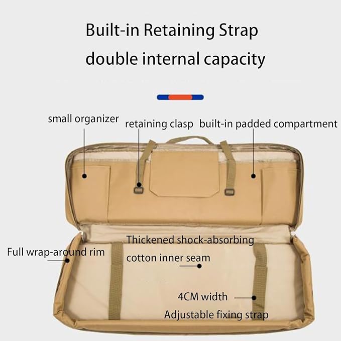 24 28 33 35 39 43 47 Soft Double Rifle Bag Long Rifle Bag for Hunting Shooting Range Firearm Transportation Transportation and Hunting Shooting Range Rifle Backpack(Black33in/85cm)