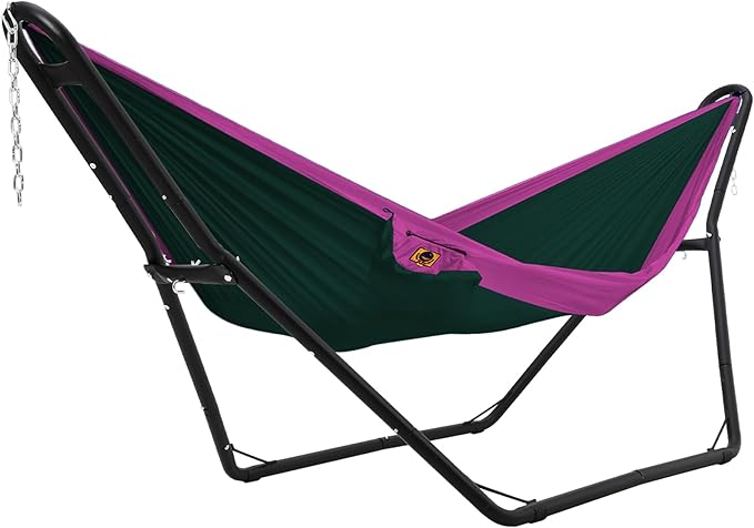 Hammock Stand Steel Hammock Frame Heavy Duty 550 LBS Capacity 2Person Fits Hammocks 9 to 14 Ft Portable Hammock Rack Adjustable Universal for Indoor Outdoor Backyard Camping Use