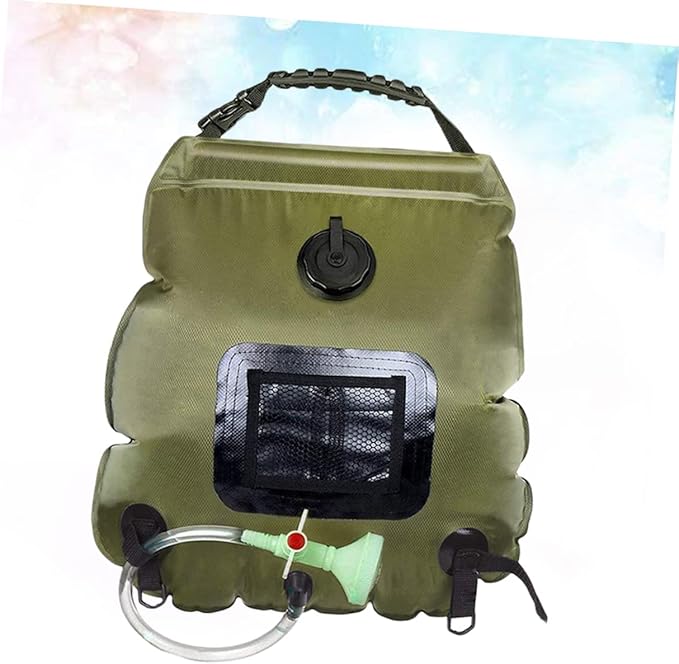 TOYANDONA Solar Camping Shower Bag Portable Outdoor Hiking Shower with Nozzle for Beach Travel Fishing Easy to Use and Store Olive Green