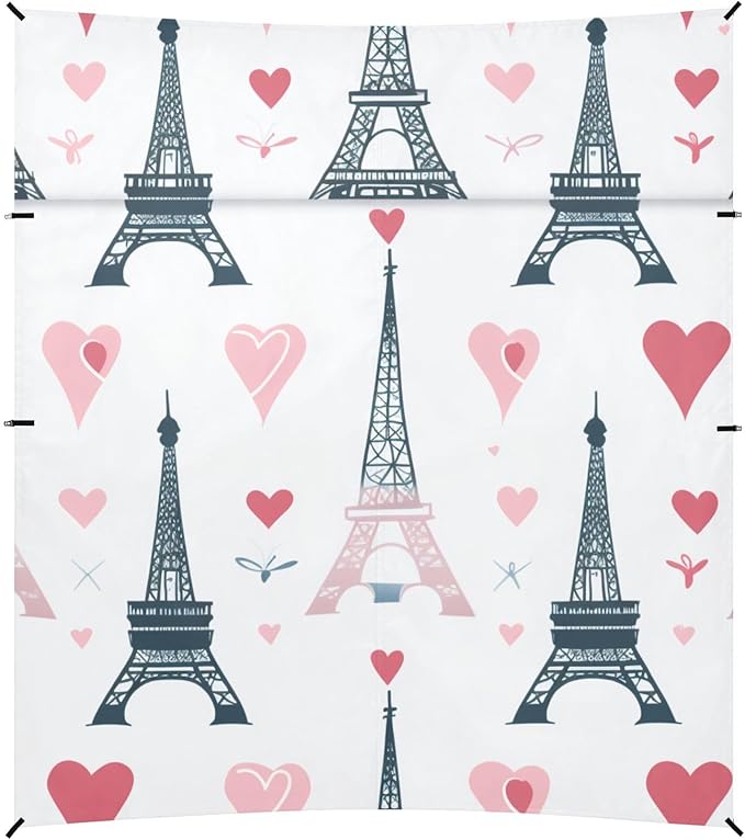 ALAZA Paris I Love You Eiffel Tower Beach Tent Sun Shelter Portable Canopy Sunshade for Outdoor Camping Picnics Backyard Fun 10x9 ft