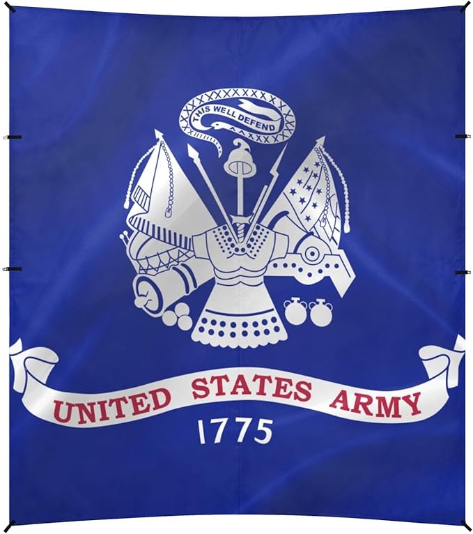United States Military Us Army Flag Blue Beach Cabana UPF50+ Easy Setup Large Sun Shelter with Sand Pockets for Camping Picnics Backyard &amp Fishing
