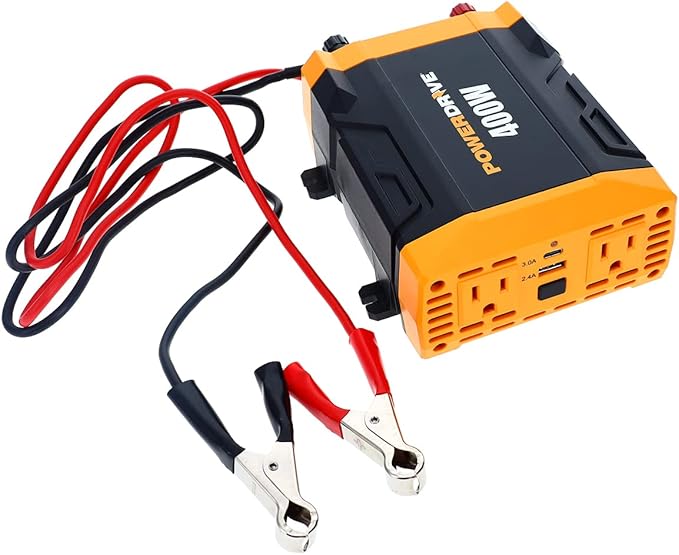 PowerDrive PWD400 400 Watt Power Inverter 12v DC to 110v AC with 2 Outlets and 2 Ports