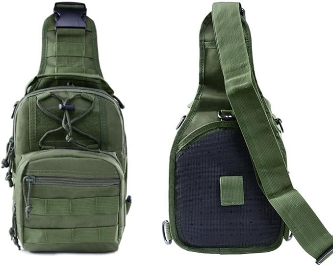 Tactical Sling Bag Pack Military Rover Shoulder Sling Backpack EDC Molle Assault Range Bag (Military Green)
