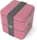 monbento - Large Bento Lunch Box MB Square Blush with 2 Compartments - 57 oz - Leakproof Lunch Box for Work/Picnic/Meal Prep - BPA Free - Microwave &amp Dishwasher Safe - Pink