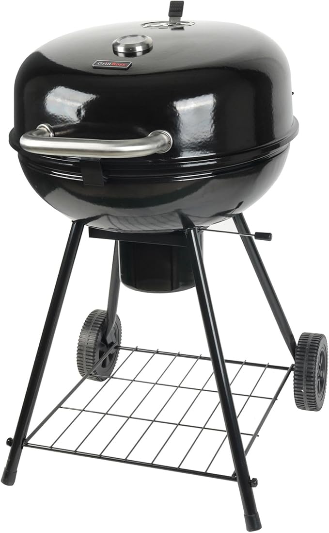 Grill Boss Charcoal Kettle Grill with Large 22-Inch Cooking Area - Includes Warming Rack Bottom Storage Shelf Ash Catcher &amp Wheels for Outdoor BBQ Tailgating Camping &amp Backyard Grilling