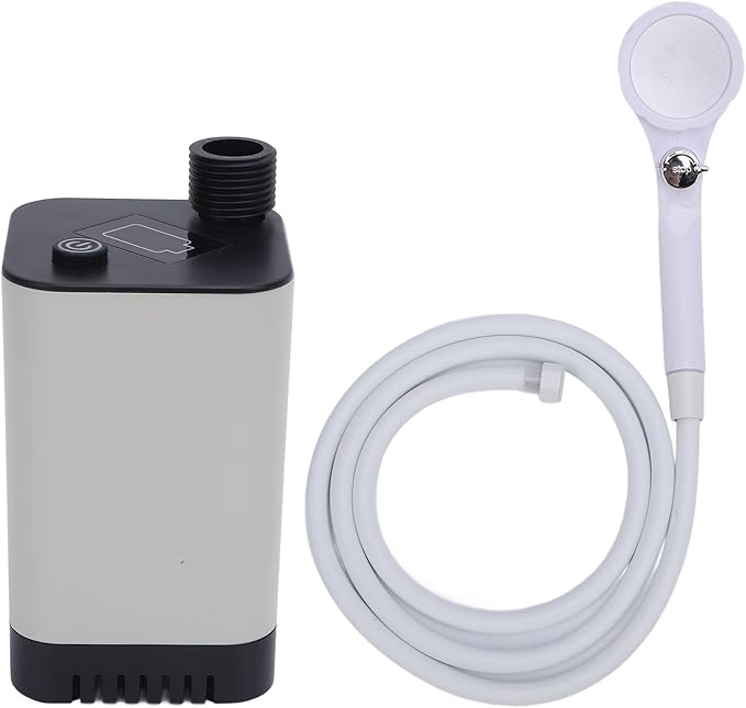 AYNEFY Rechargeable Camping Shower Pump 5200mAh Battery Powered Shower for Outdoor Camping Traveling with Head Easy Install Ideal for Beach