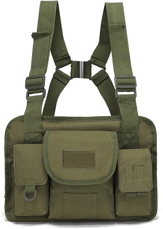 Outdoor Chest Bag For Men Tactical Utility Pack Lightweight Chest Pouch Hiphop/Harness Bag for Workouts Cycling Hiking (Military Green)