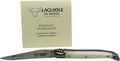 Laguiole en Aubrac Handmade Luxury Folding Pocket Knife 3.5-in (9cm). Zebu Bone Handle Hand Forged Bee Stainless Steel Matte Bolsters