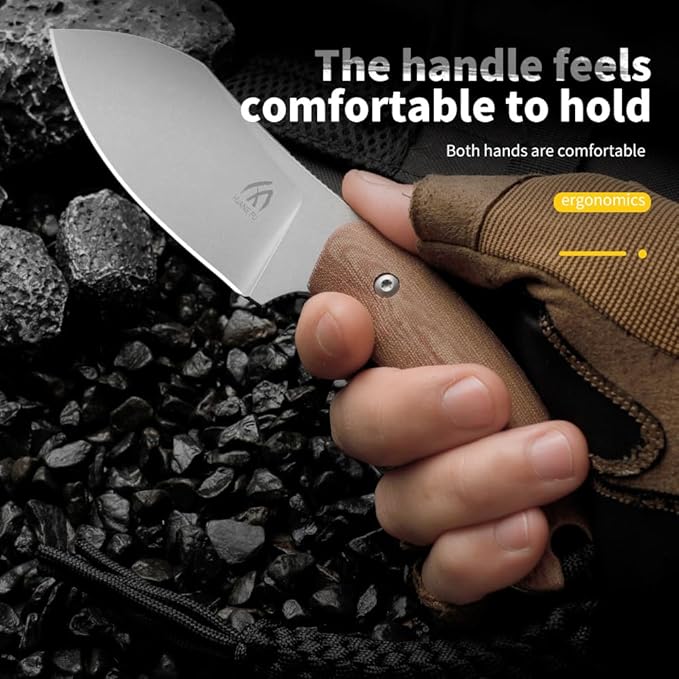 HUANG FU D2 Steel Hunting Knife 10.23 Inches Fixed Blade with Glass Reinforced Nylon Handle Black