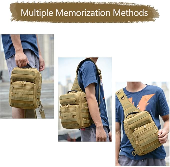 Outdoor Tactical Sling Bag Pack Military Sport Shoulder Sling Backpack EDC Molle Assault Bag for Every Day Carry (Mud)