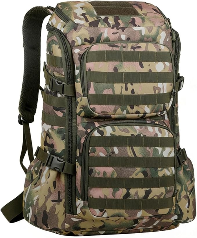 LINGYUE Tactical Backpack Bagpack Waterproof Large Capacity Outdoor Hiking Breathable Padded 14 Laptop Compartment For Camping Travel Trekking(D)