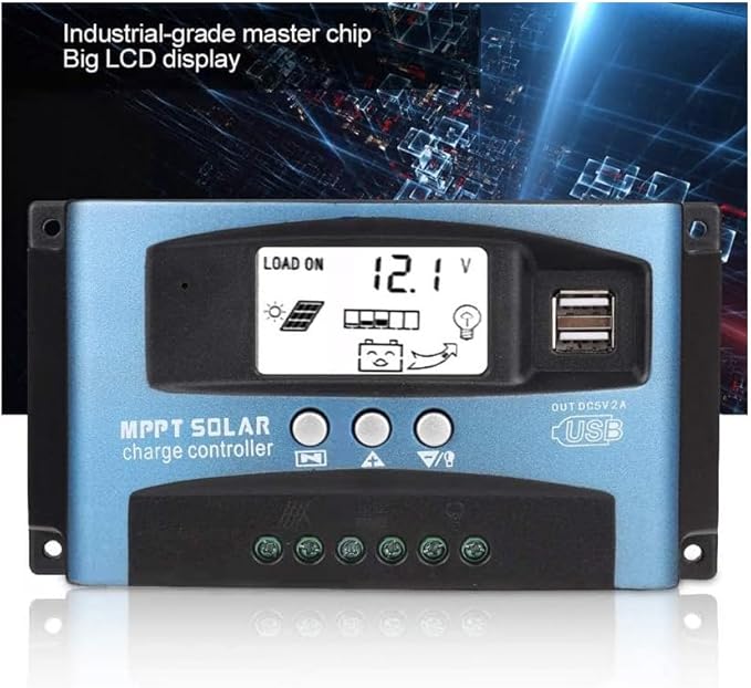 MPPT 100A 12V/24V Auto Focus Tracking Solar Panel Charge Controller Regulator with Dual USB PortLCD Display New Mppt Technical