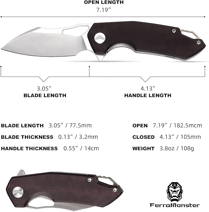 Pocket Knife for Men154CM Steel BladeHunting Knife Camping Folding Knives with for OutdoorSurvivalTacticalHunting and Camping（Red）