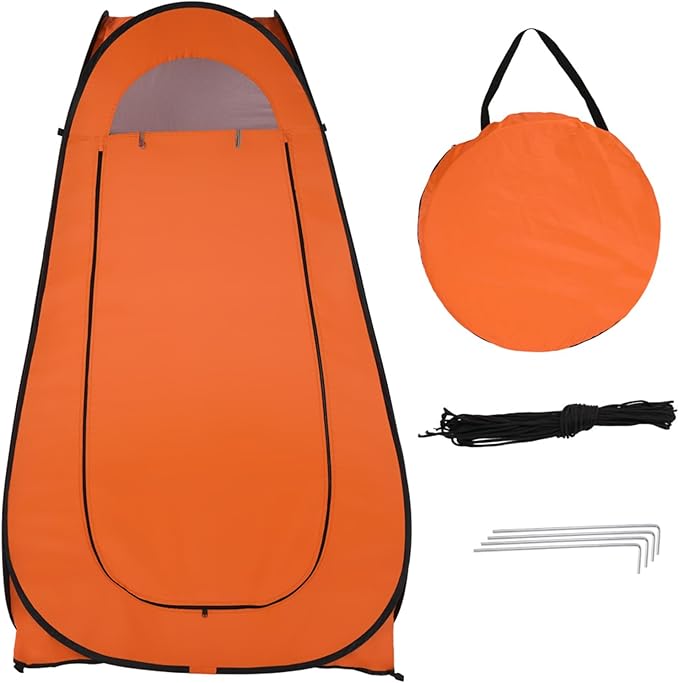 Privacy Pop Up Shower Tent Portable Camping Shower1-2 Person Camping Toilet Shower Tent Dressing Changing RoomLightweight Instant Rain Shelter for Car Camping Hiking Beach Picnic FishingOrange