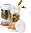 Glass pickle jar with filter flip lid 2-pack pickle container olive hourglass jar dry and wet seal pickle juice separator pickle storage jar 34 oz