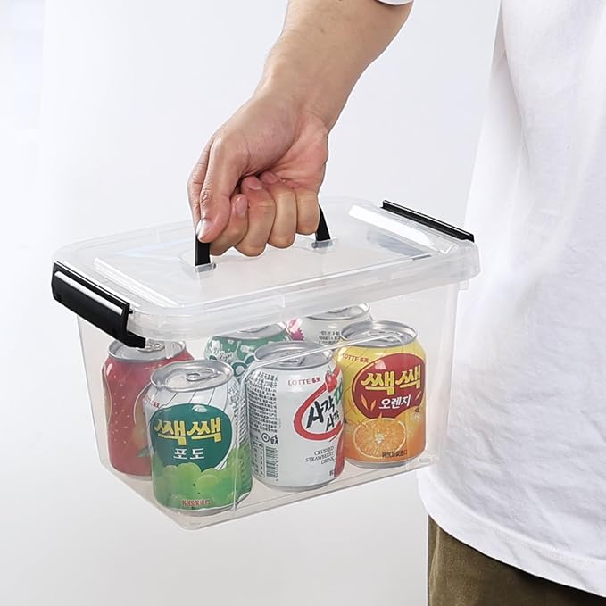 6 Quart Plastic Storage Bins with Handles Small Clear Lidded Storage Bins 6 Packs