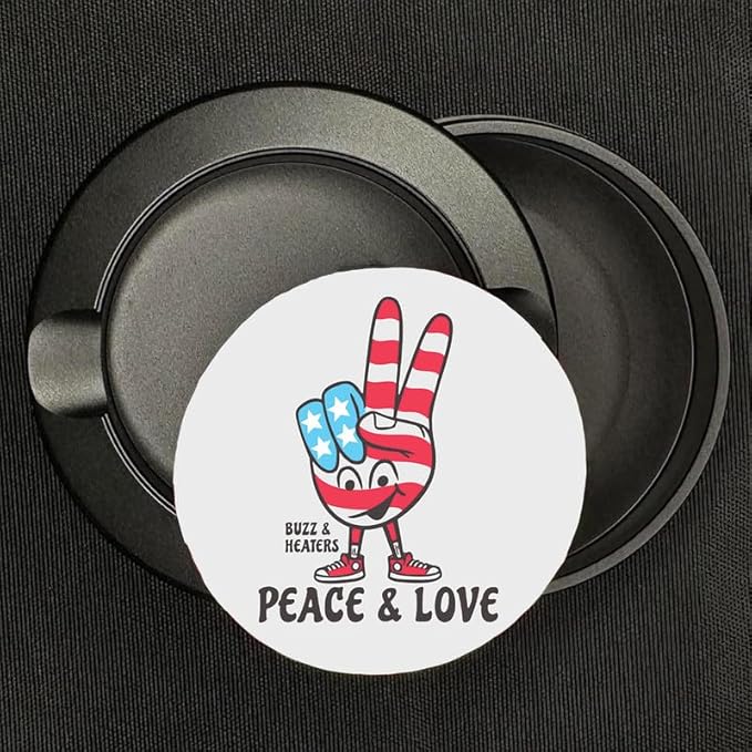 Buzz &amp Heaters Metal Container for Zyn | Metal Holder for Zyn |Metal Can for Zyn | Metal Container for Zyn Holder | Metal Pouch Cans for Zyn | Americana Gifts For Zyn| Peace &amp Love