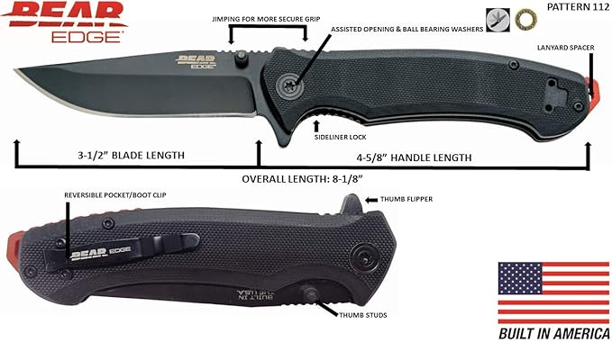 Sidliner Assisted Open Knife with Black &amp Red Aluminum Handle