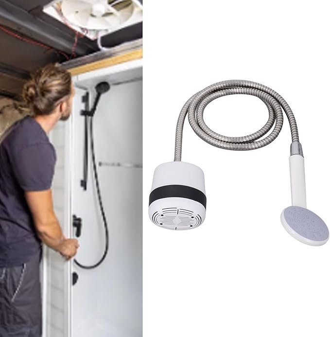 Brrnoo USB Rechargeable Portable Camping Shower with 4.9ft Hose Compact Handheld Electric Shower for Outdoor Use Ideal for Hiking Traveling and Pet Washing