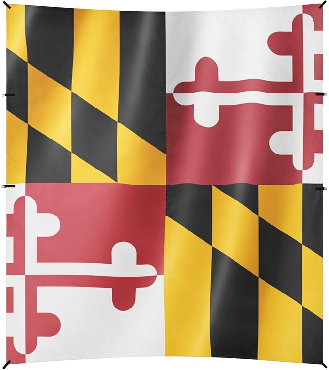 Maryland State Flag Md Beach Cabana UPF50 Waterproof Sun Shelter with Sturdy Poles Sandbags and Shovel for Camping Picnics Backyard &amp Fishing