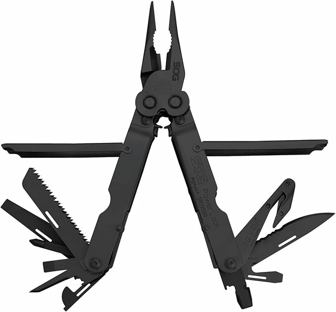 SOG Powerlock V-Cutter- Multi-Tool Pocket Utility Tool Set with 18 Specialty Tools for Heavy-Duty Field Use and Nylon Carrying Pouch (B63N-CP)