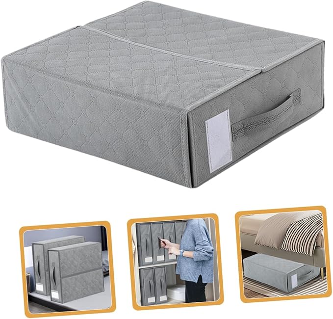 Bedding Organizer Storage Bin Foldable Container for Blankets and Design Elegant Cover for Closets and Dorm Rooms Capacity Storage