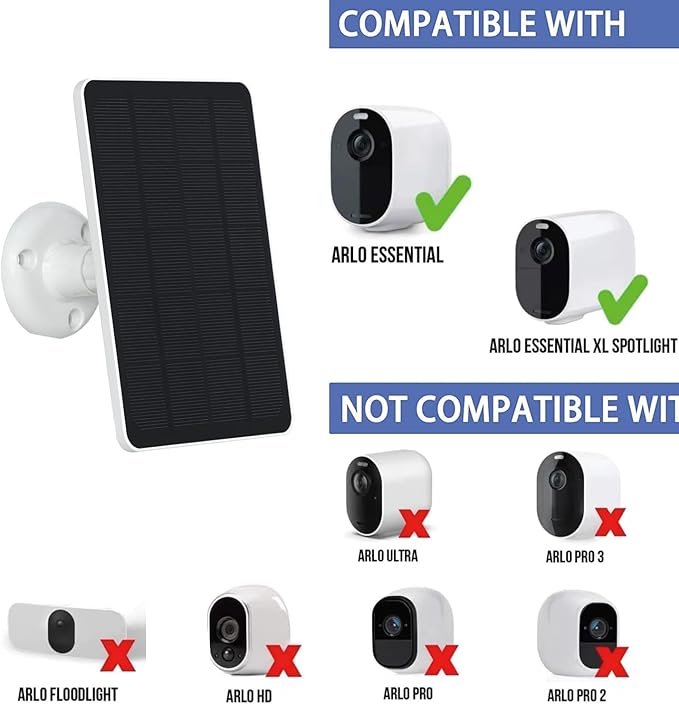 5W Solar Panels for Security Cameras - Compatible with Ring Spotlight Cam(Battery) Ring Stick Up Cam Battery - 9.8 Ft Charging Cable - 2PACK (Not for Spotlight Plus/Pro)