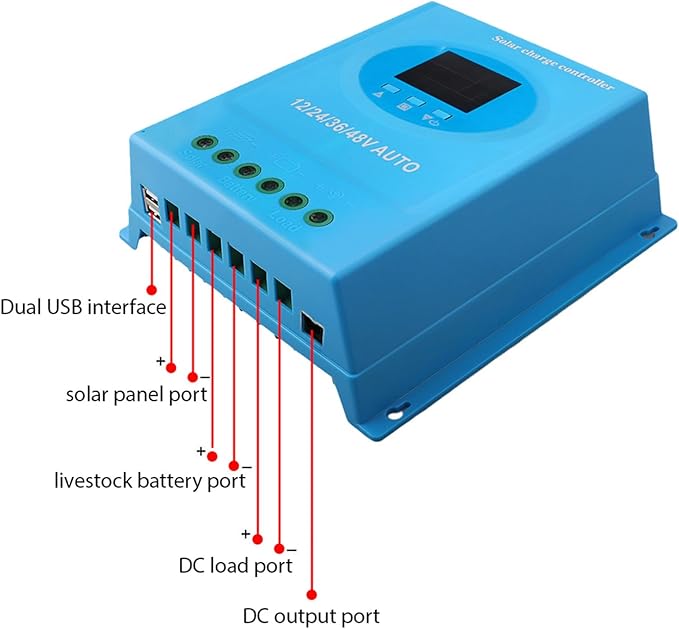 150A MPPT Solar Charge Controller 12V 24V 36V 48V Automatic Adaptation Intelligent Regulator with LCD Display Dual USB Ports for Lead Lithium Battery Solar Power System (120A)