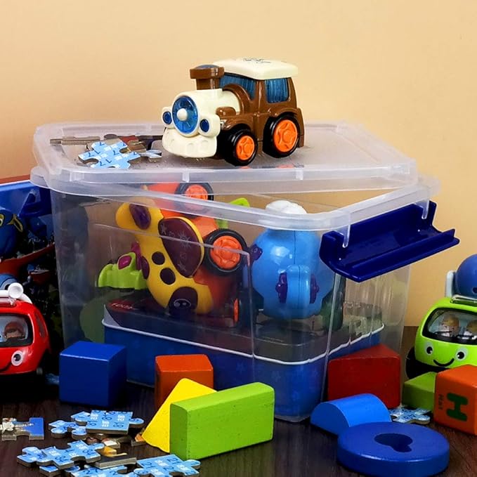 6-Pack 3 Liter Storage Box Small Plastic Bin with Handle