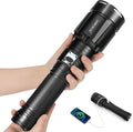 Brightest Flashlight 35000 Lumens Most Powerful Flashlight with 28000mAh Battery Super Bright Tactical Flash Light with Adjustable Zoom USB Outpot Shoulder Strap for Outdoor Camping Emergency