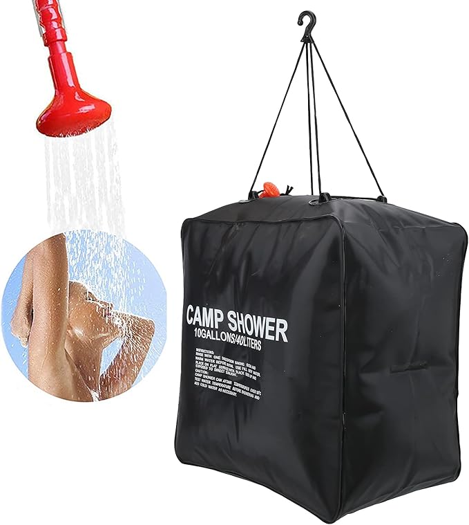 40L Solar Shower Bag Water Bag Energy Heated Solar Heated Outdoor Camping Shower with Leak - Proof PVC Material Advanced Shower Head for Hiking Beach Travel