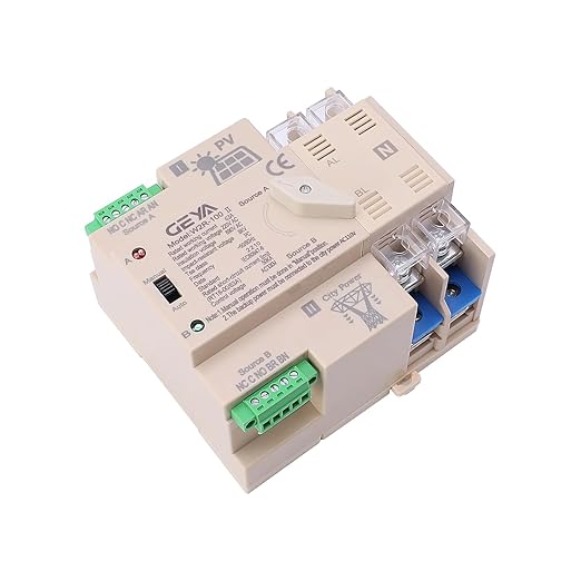 on-Grid Photovolatic Power Automatic Transfer Switch Din Rail 2P 63A AC110V ATS PV Solar System Power Generator Transfer Switch Use (ATS-2P-63A-110VAC-Solar)