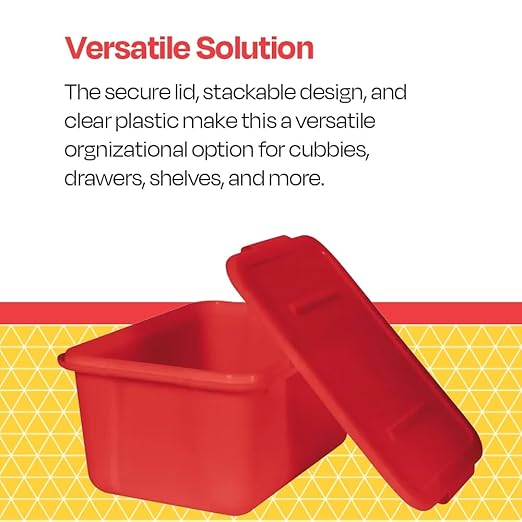School Smart Storage Bin with Non-Snap Lid 15 Quart Red