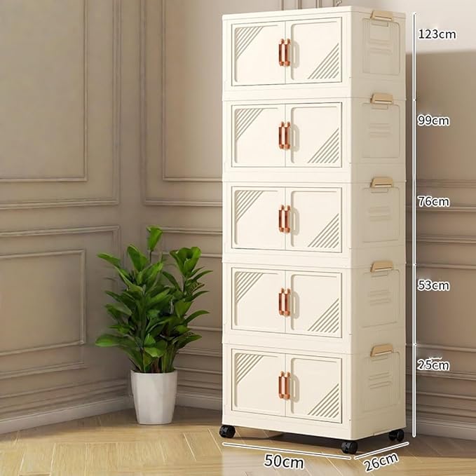 Storage Bins Stackable Folding Plastic Storage Containers with Clear Lids Multi Layer Organizer for Home Dorm Office Closet Bedroom Living Room