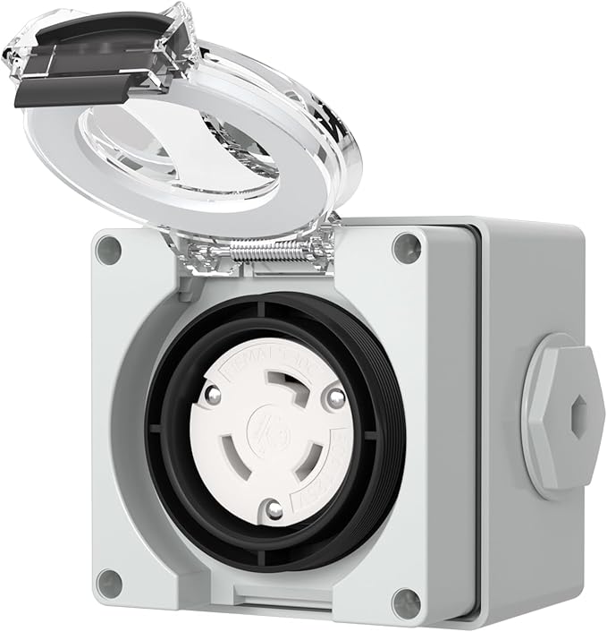 STARELO 30 Amp Locking Female Plug Box NEMA L5-30C Generator Twist Lock Adapter Female Connector125 VoltOutdoor dustproof and Weatherproof for generators Welding Machines etc.ETL Listed.