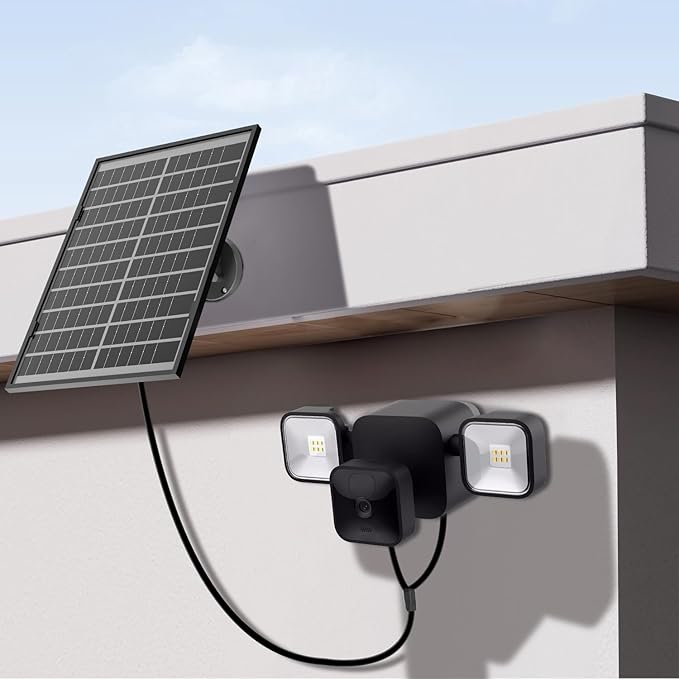 10W Solar Panel for All-New Blink Outdoor 4 /(3rd Gen) Floodlight Camera16.5Ft/5m Weatherproof Cable Power Your Blink Floodlight Camera Continuously (Floodlight &amp Cam NOT Included)