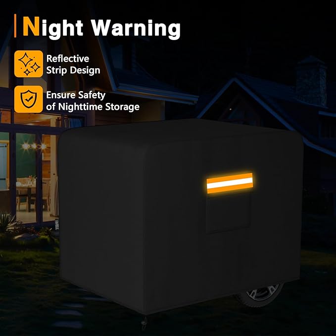 Generator Cover 30”L x 30”W x 26”H Heavy Duty Waterproof 420D All-Weather Generator Cover with Storage Pocket Compatible with Most Generators 6000-11000 Watt (Black)