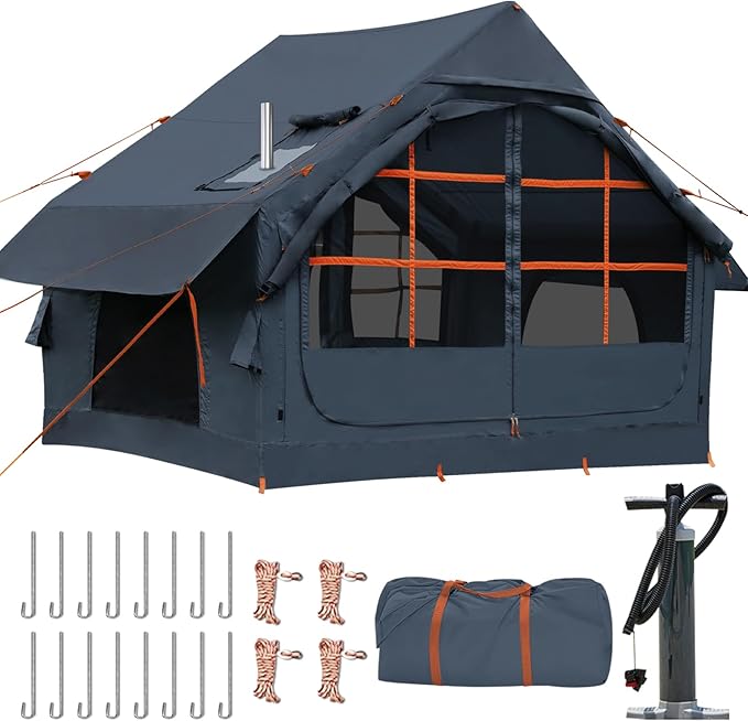 Inflatable Tents for CampingEasy Blow Up Tent with Hand Pump4 Seasons Waterproof Air Inflatable Camping Tent House for Family Weekend Camping